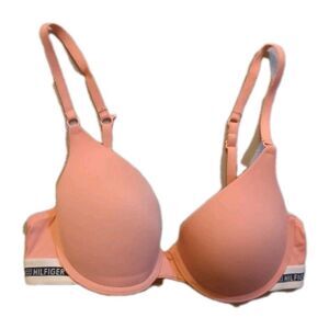 Tommy Hilfiger Bra 36B Sports Band Wired Padded Peach 36 B